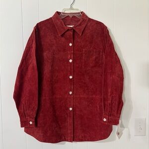 Allison Woods Women’s Red Suede Vintage 90s Button Down Western Jacket Size XL